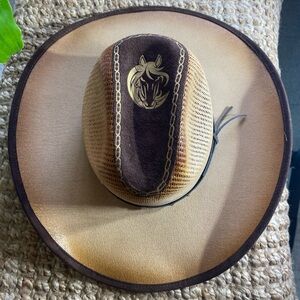 Brown and Tan Cowboy Hat with Horse Design